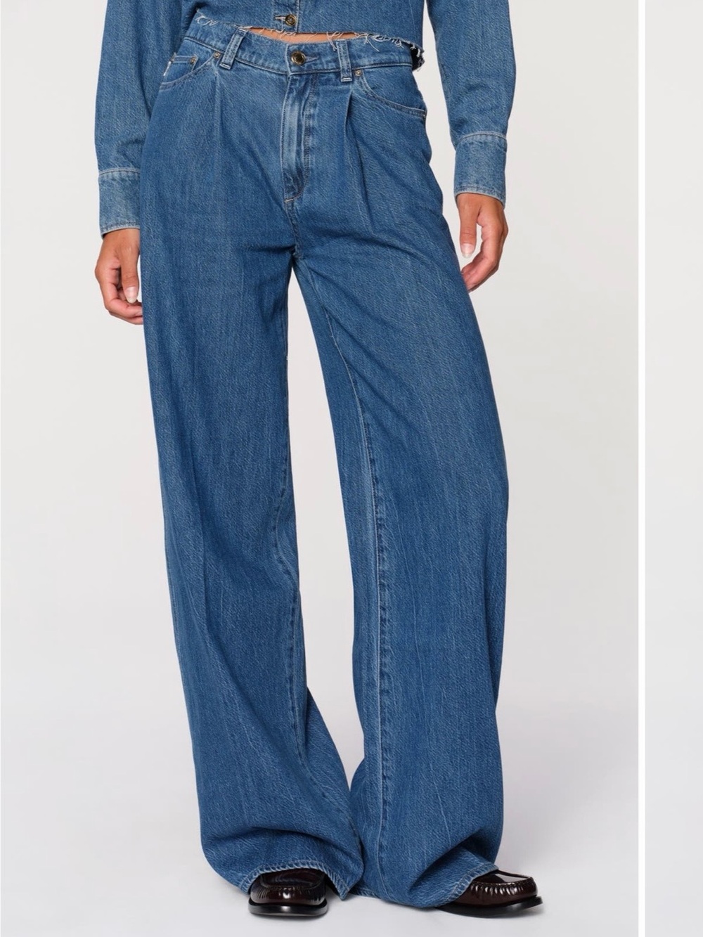 DL1961 Anthropologie/Wide-Leg Jeans in Blue Denim
